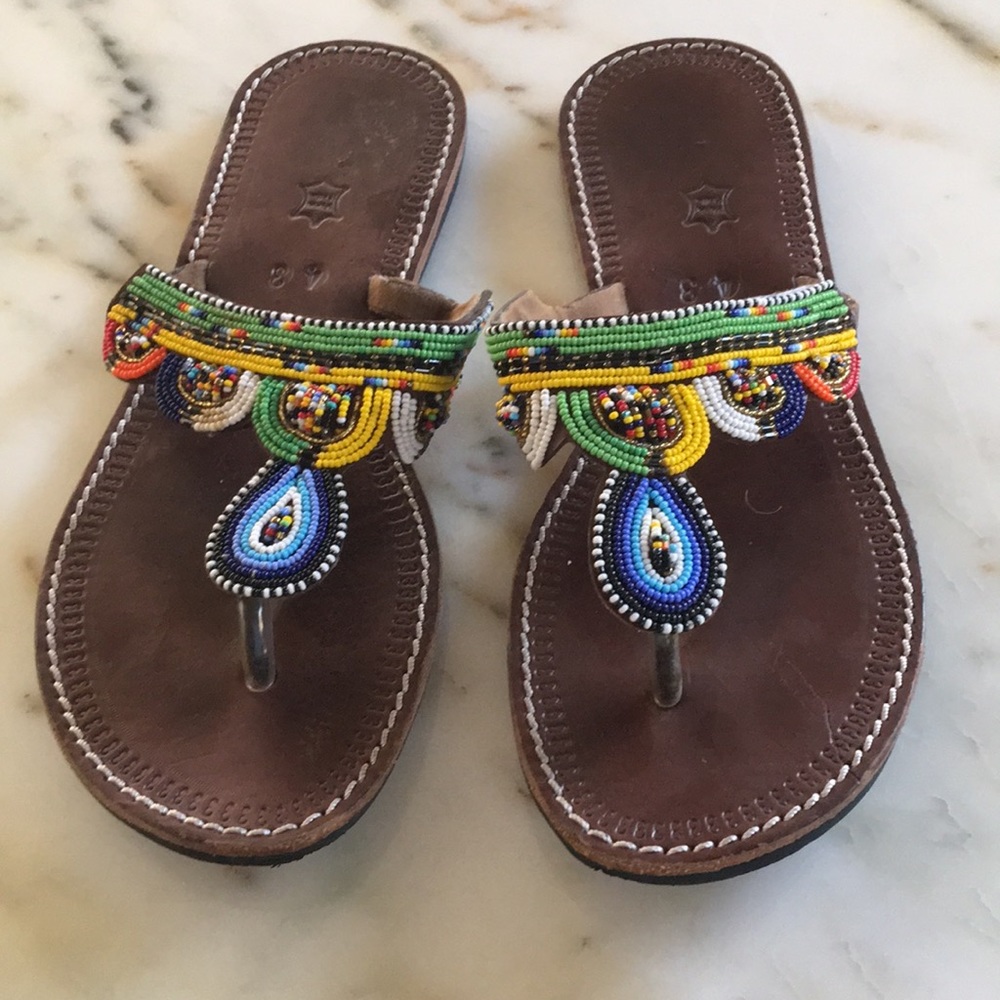 Handmade beaded sandals
